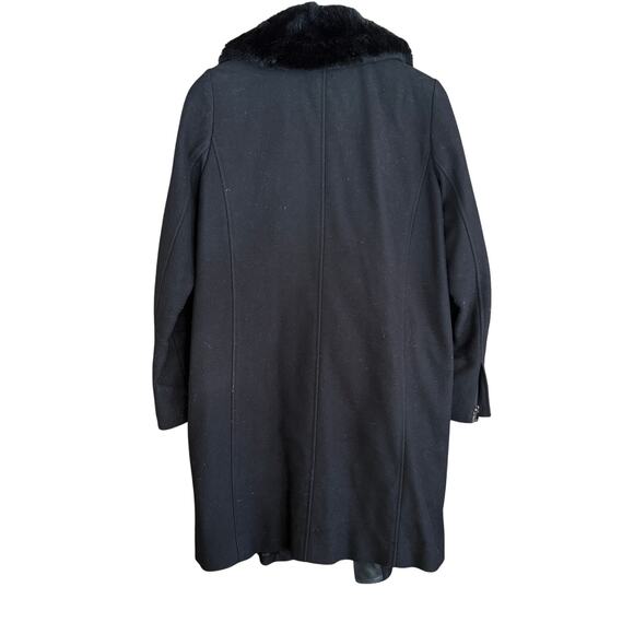 Vince Fur Collar Wool Coat M Black Leather Glam Capsule Minimalist Old Money - Picture 7 of 12